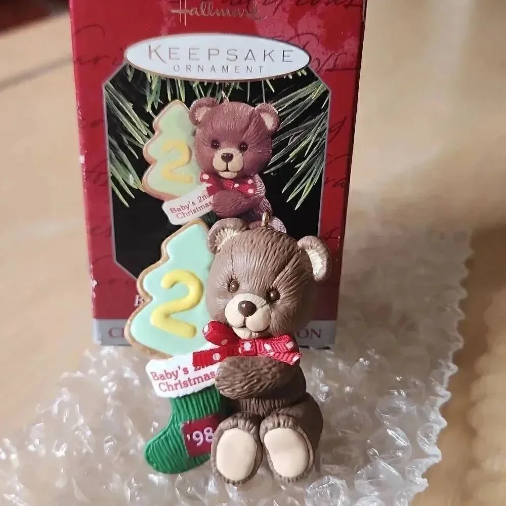 Vintage Hallmark Baby's Second Christmas teddy bear ornament